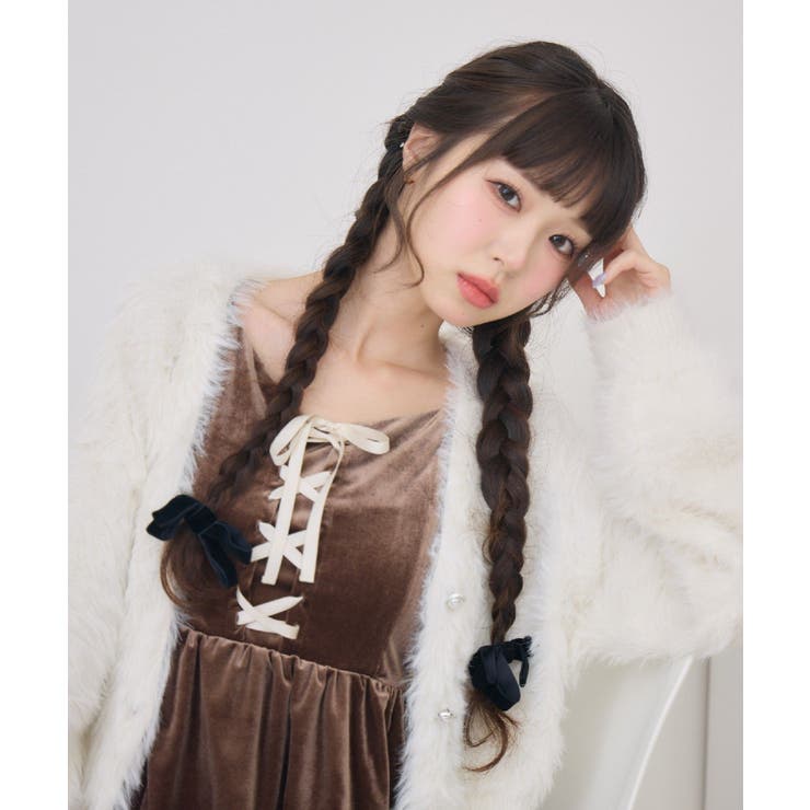 レースアップベロアキャミOP | RETRO GIRL | 詳細画像4 