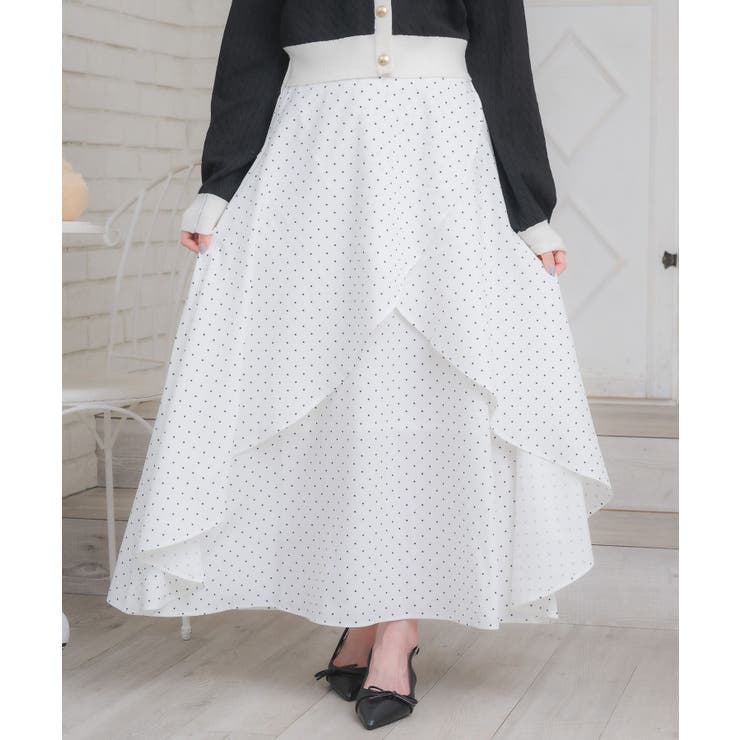 P/WHT | バックリボンフレアSK | RETRO GIRL