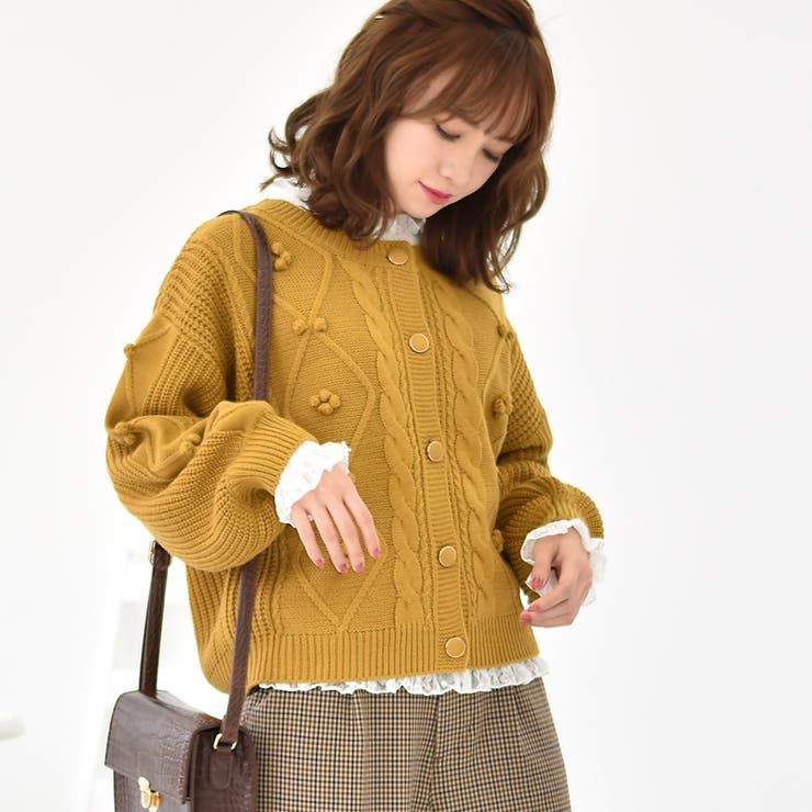 ○Emsexcite○ ポンポン付NTカーデ[品番：RTGW0001434]｜RETRO