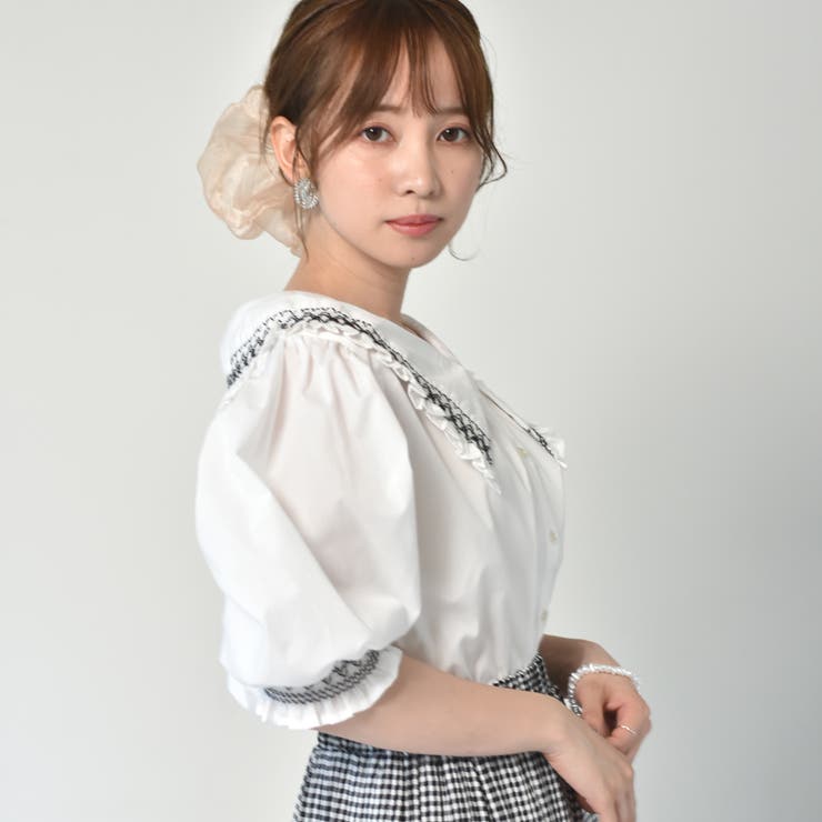 【良品✨️】MARLETTE MAJORELLE スモッキング Mサイズ Merlette マーレット MAJORELLE コットンスモッキングブラウス