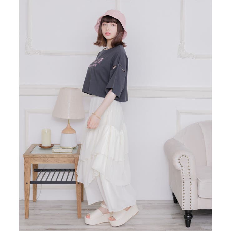 肩あきロゴ刺繍Tee | RETRO GIRL | 詳細画像10 