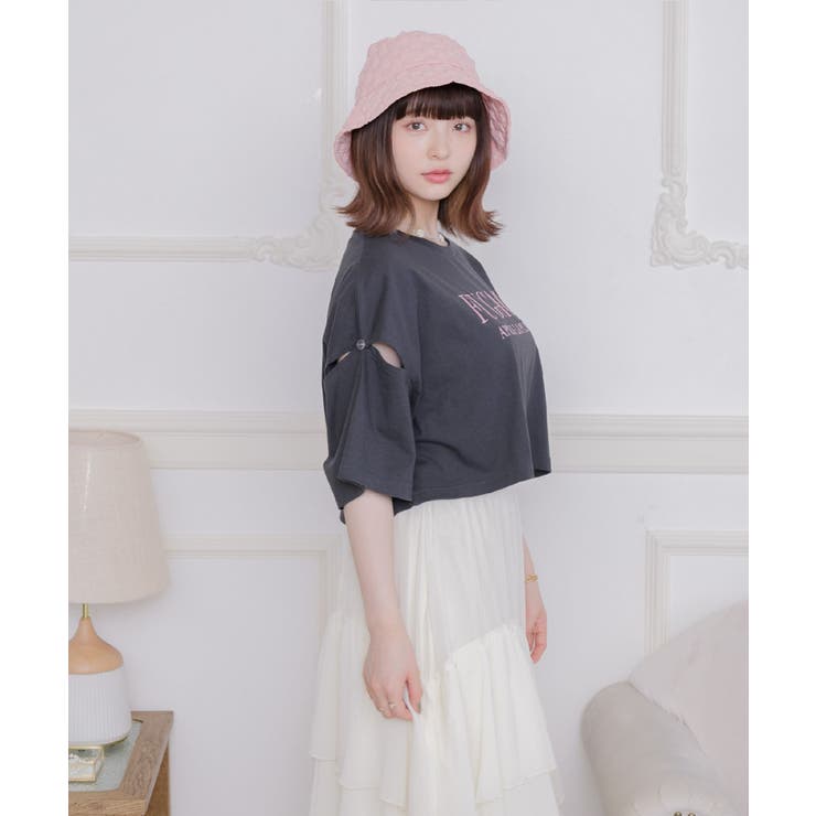 肩あきロゴ刺繍Tee | RETRO GIRL | 詳細画像14 