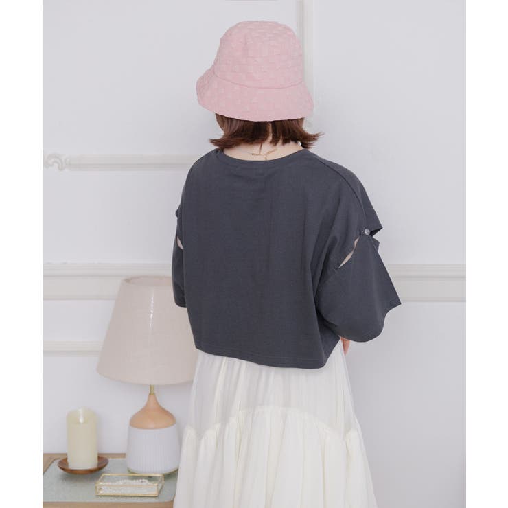 肩あきロゴ刺繍Tee | RETRO GIRL | 詳細画像15 