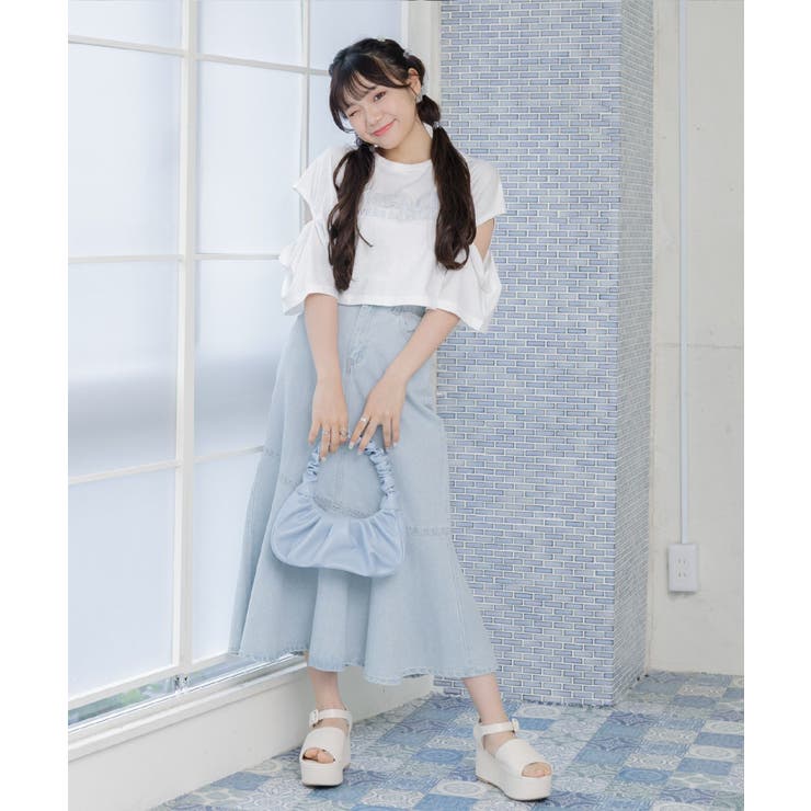 肩あきロゴ刺繍Tee | RETRO GIRL | 詳細画像2 