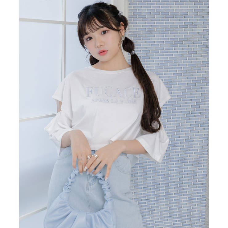 肩あきロゴ刺繍Tee | RETRO GIRL | 詳細画像6 