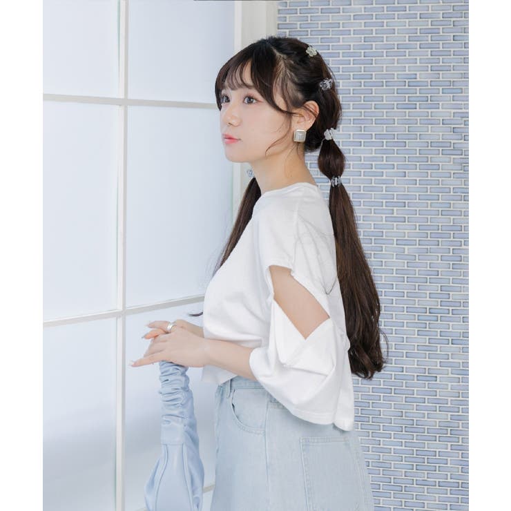 肩あきロゴ刺繍Tee | RETRO GIRL | 詳細画像7 