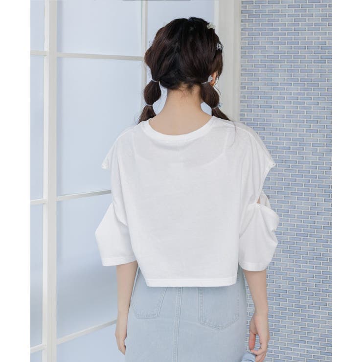 肩あきロゴ刺繍Tee | RETRO GIRL | 詳細画像8 