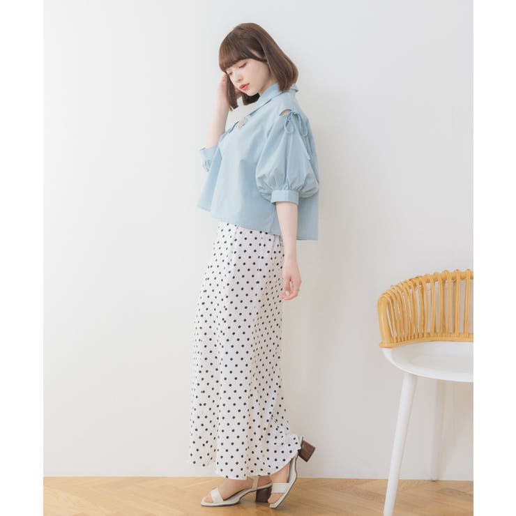 ブローチ付クロップドSH[品番：RTGW0007034]｜RETRO GIRL