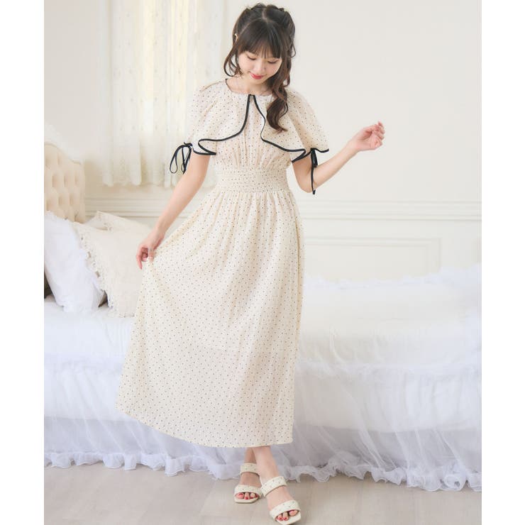 フリル袖リボンOP[品番：RTGW0008182]｜RETRO GIRL（レトロ