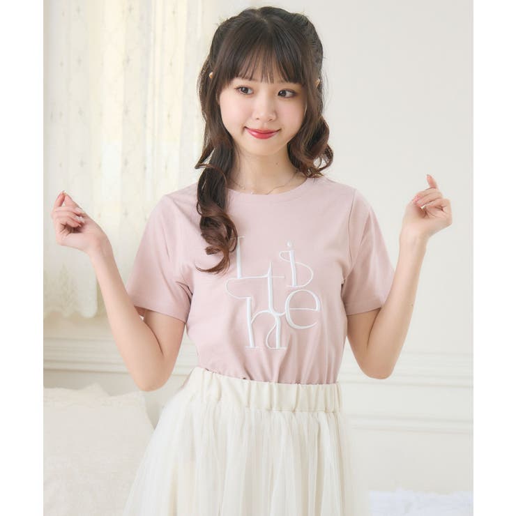 PNK0 | うねうねロゴ刺繍TEE | RETRO GIRL