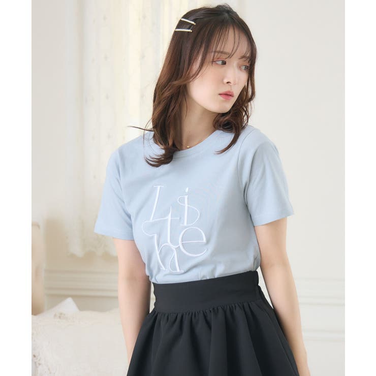 BLU0 | うねうねロゴ刺繍TEE | RETRO GIRL