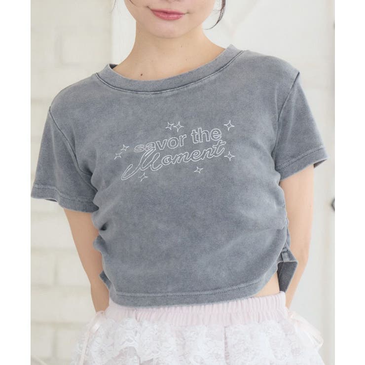 GRY2 | アシッドウォッシュロゴTEE | RETRO GIRL