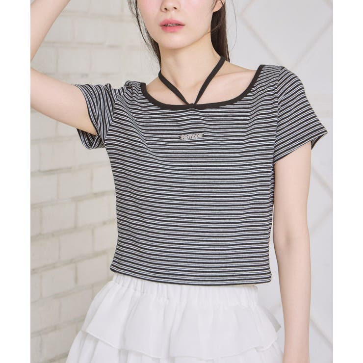 B/BLK | タイ付きショートTEE | RETRO GIRL