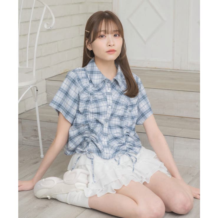 チェックフリルパンツカジュアルレトロ チェックドロストショートSH[品番：RTGW0009223]｜RETRO GIRL