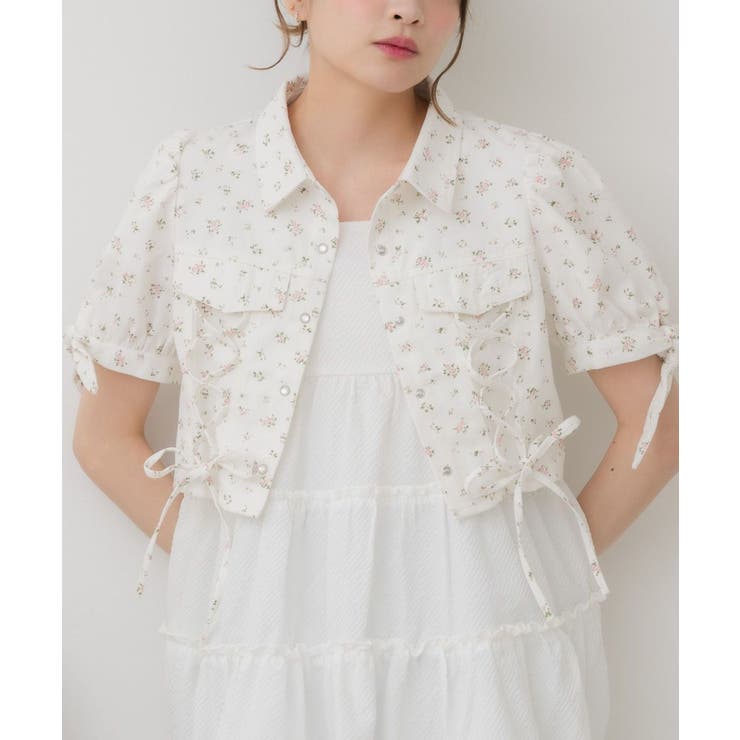P/WHT | レースアップデニムSH | RETRO GIRL