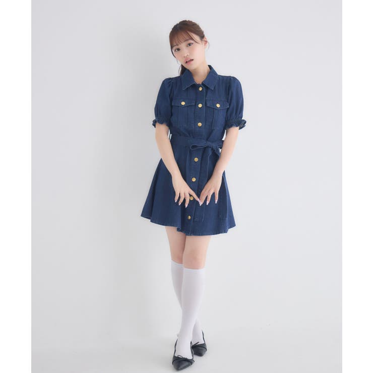 リボンデニムミニワンピース | RETRO GIRL | 詳細画像9 