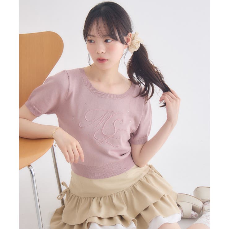 ロゴ刺繍パフ袖ニット | RETRO GIRL | 詳細画像12 