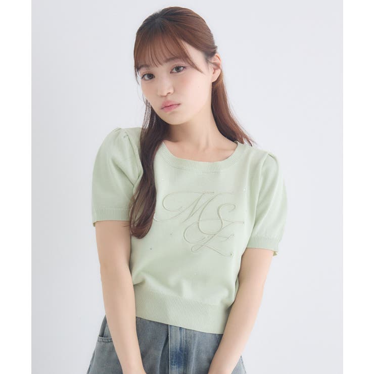 ロゴ刺繍パフ袖ニット | RETRO GIRL | 詳細画像19 