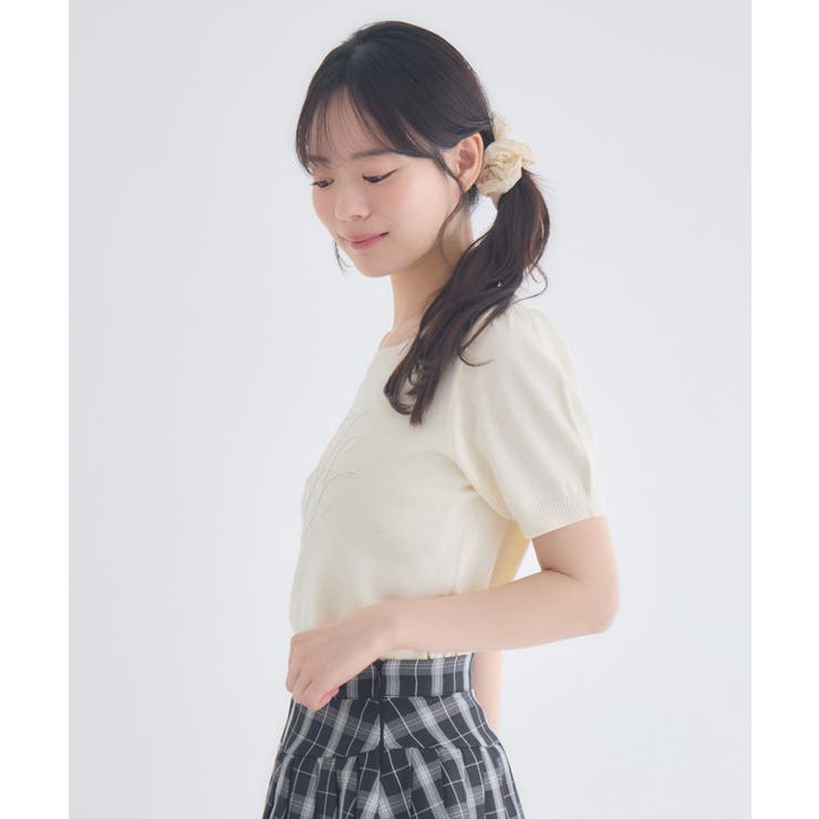 ロゴ刺繍パフ袖ニット | RETRO GIRL | 詳細画像5 
