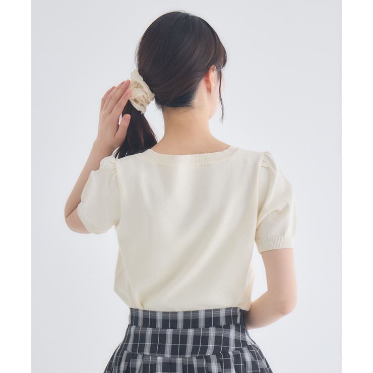ロゴ刺繍パフ袖ニット | RETRO GIRL | 詳細画像6 