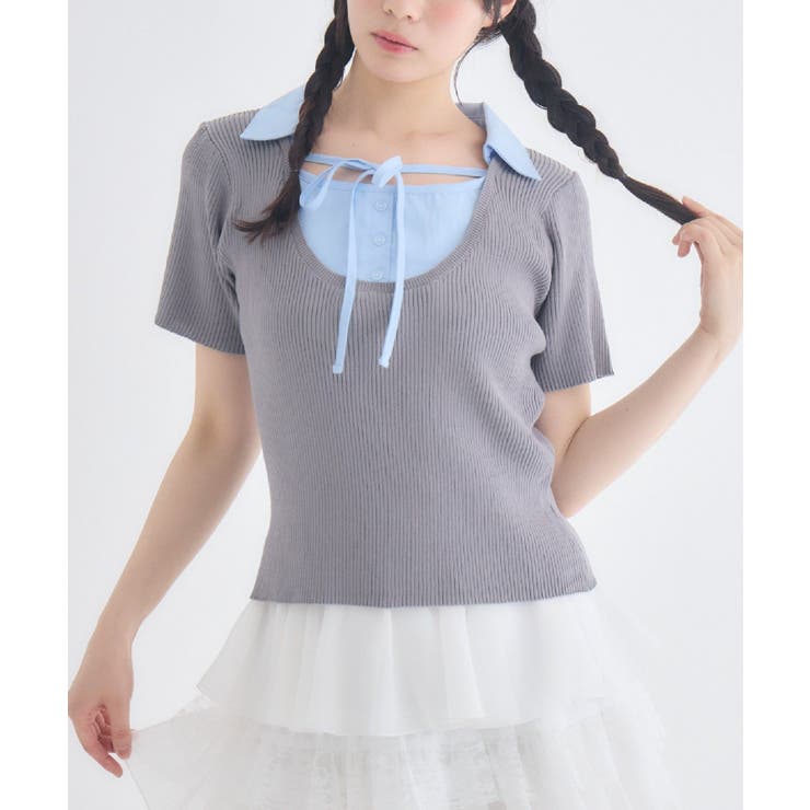 GRY0 | シャツドッキングリブニット | RETRO GIRL