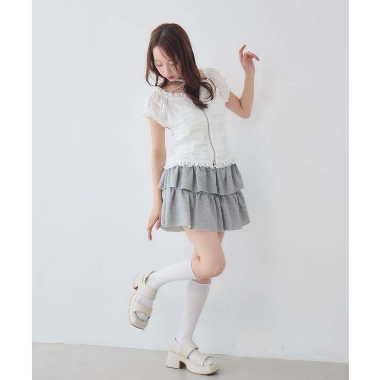 チビ袖WZIPブラウス | RETRO GIRL | 詳細画像7 