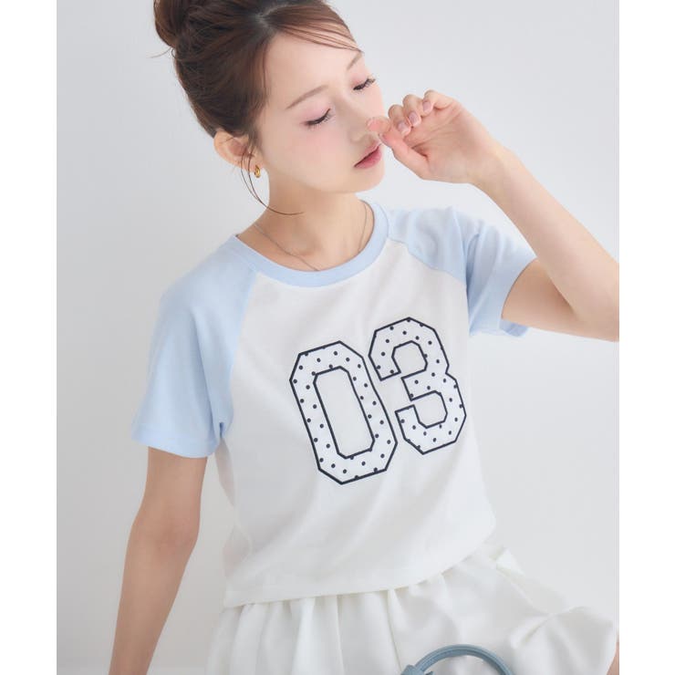 BLU0 | アソートナンバーラグランTシャツ | RETRO GIRL