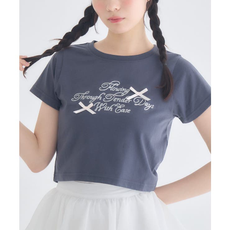 GRY2 | リボン付ロゴTシャツ | RETRO GIRL