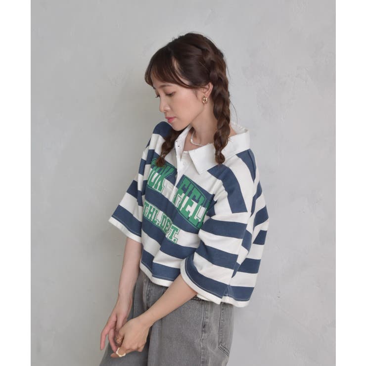 ■Emsexcite■ ラガーボーダーショートトレーナー | RETRO GIRL | 詳細画像3 