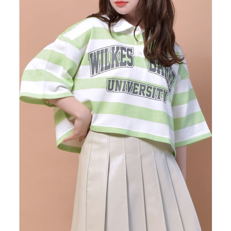 B/GRN | ■Emsexcite■ ラガーボーダーショートトレーナー | RETRO GIRL