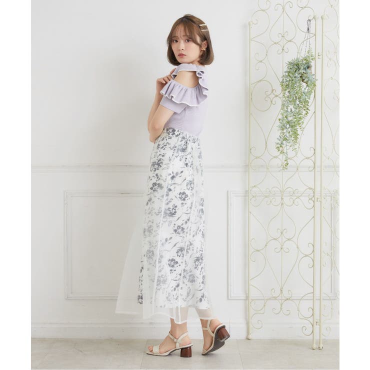 kei　フリルホワイト Princess Melody】レース重ねスカパン - BLK/ホワイト size-F