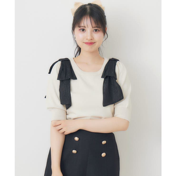 WHT4 | パフスリーブ肩リボンNT | RETRO GIRL