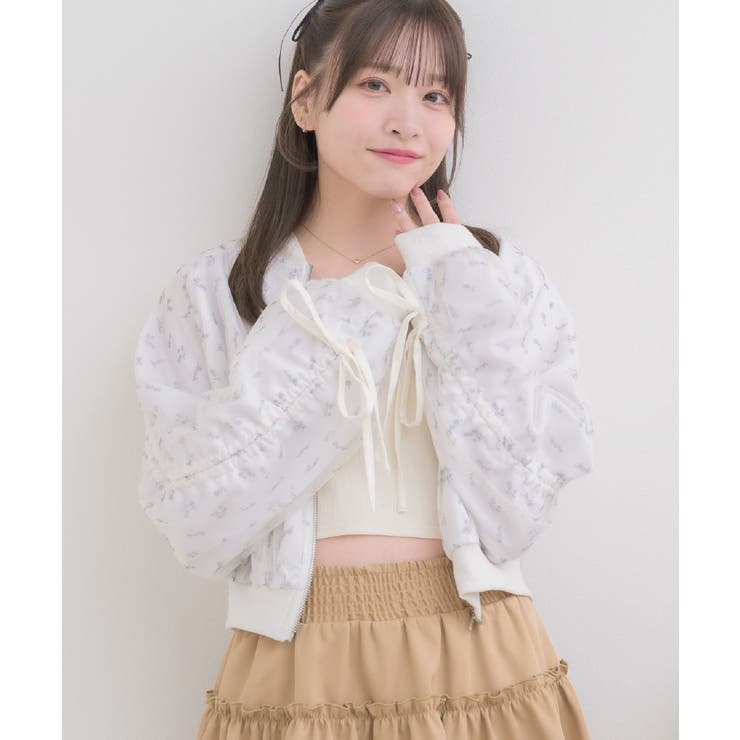 P/WHT | 袖シャーリングアソートBZ | RETRO GIRL
