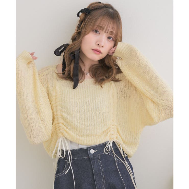 YEL0 | ドロストスカシ編みNTPO | RETRO GIRL