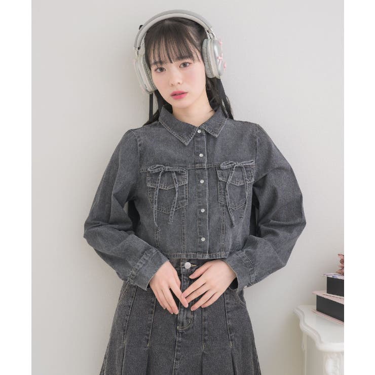 BLK1 | リボン付デニムSH | RETRO GIRL