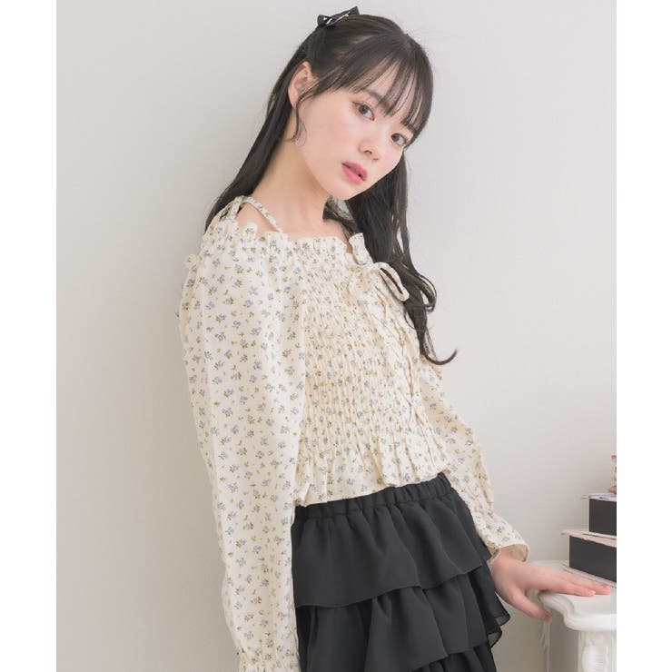 P/BLU | レースアップオフショルBL | RETRO GIRL