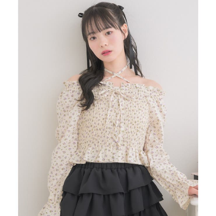 P/PPL | レースアップオフショルBL | RETRO GIRL