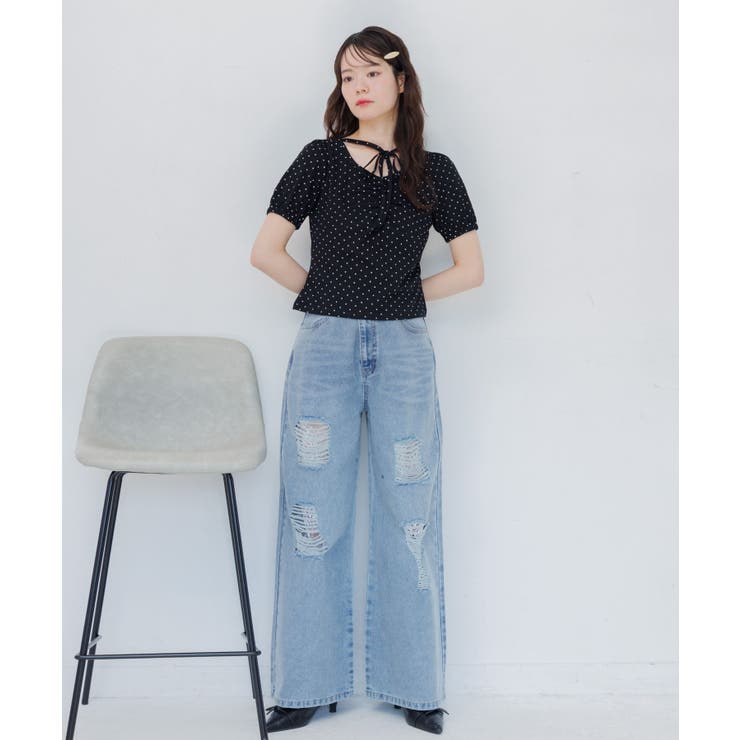 刺繍入ダメージデニムPT | RETRO GIRL | 詳細画像15 