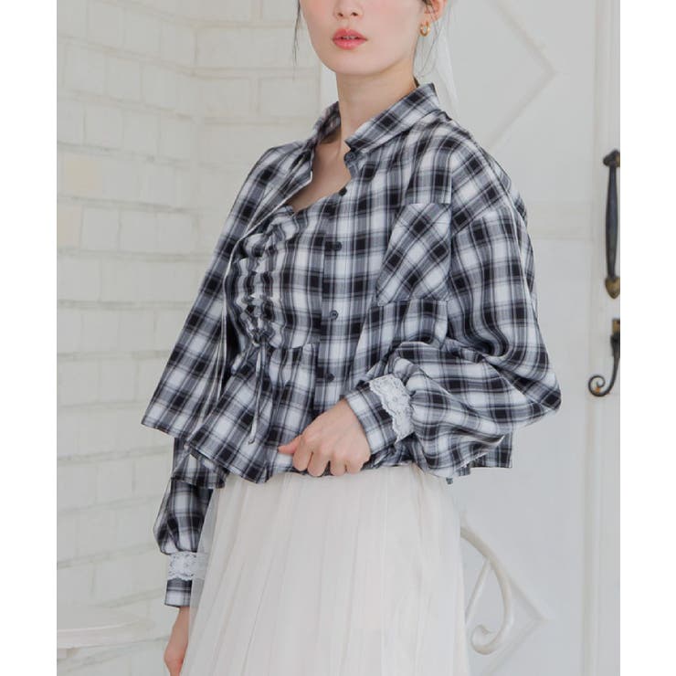 C/BLK | ビスチェ＆チェックSHセット | RETRO GIRL