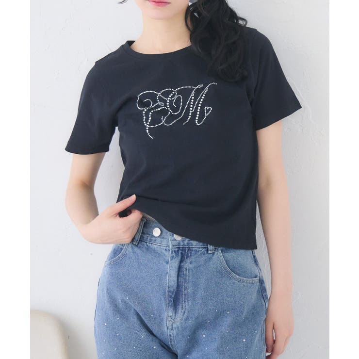 BLK1 | ビジューロゴTEE | RETRO GIRL