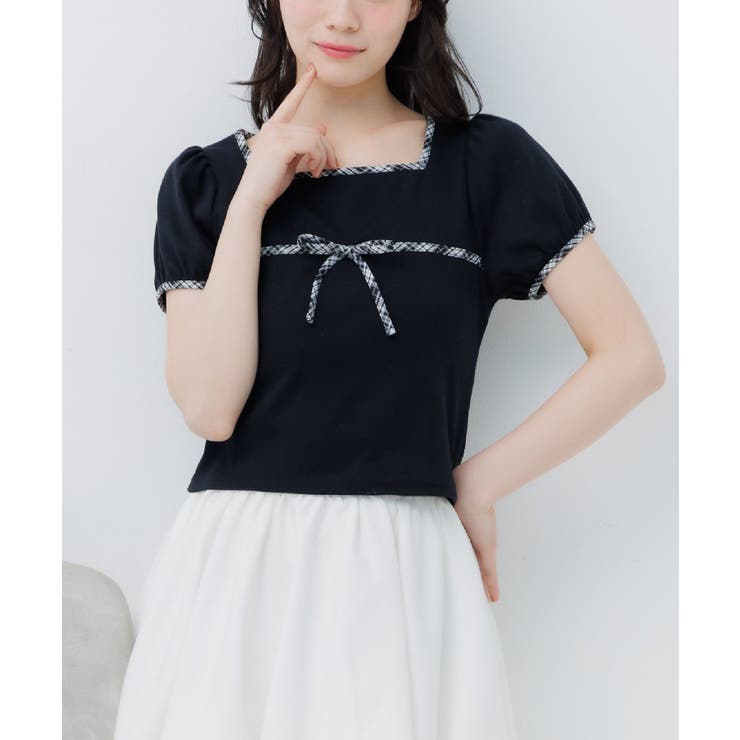 チェックパイピングTEE | RETRO GIRL | 詳細画像1 