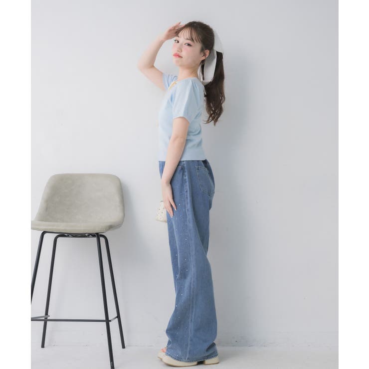 リボンつきロゴ刺繍ニットプルオーバー | RETRO GIRL | 詳細画像10 