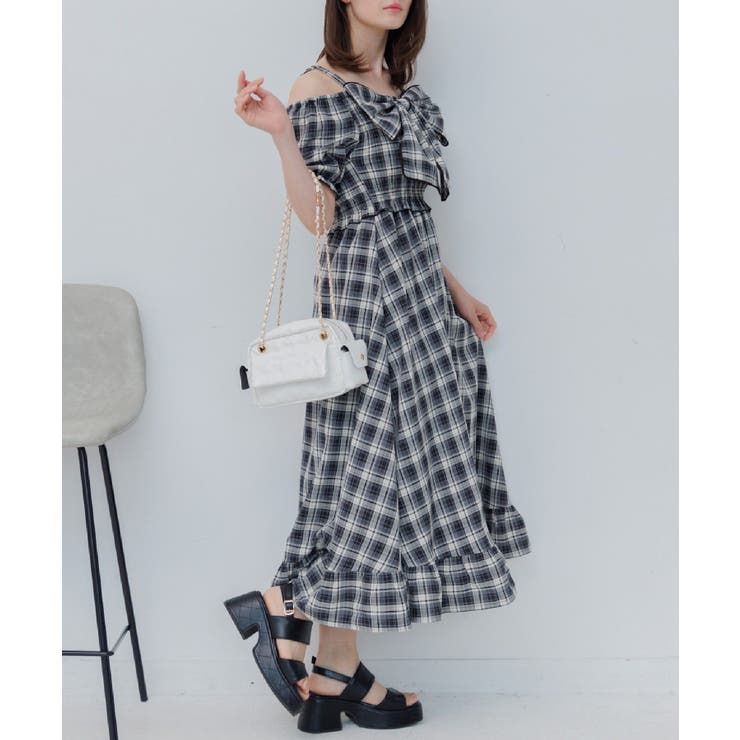 C/BLK | BIGリボンロングOP | RETRO GIRL