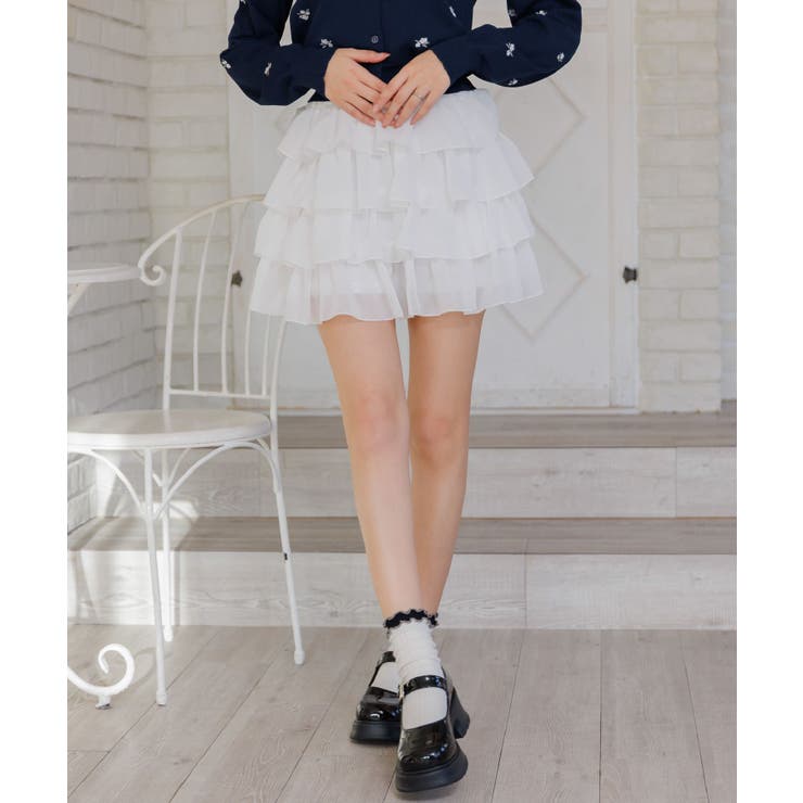 WHT1 | メニーフリルシフォンミニSK | RETRO GIRL