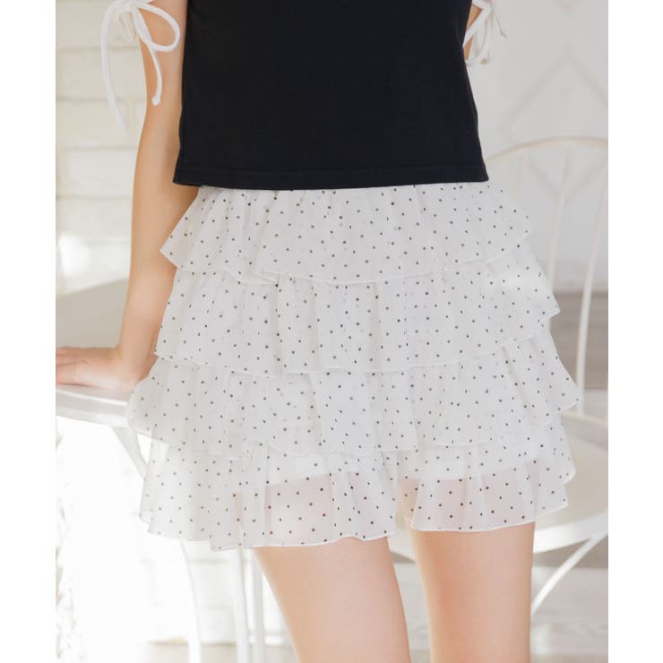 P/WHT | メニーフリルシフォンミニSK | RETRO GIRL
