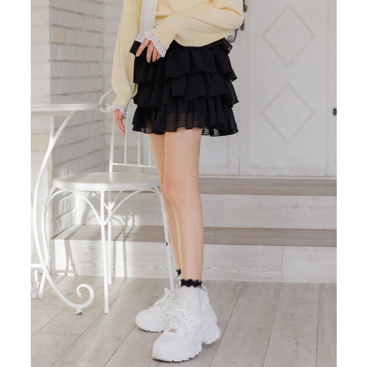 BLK1 | メニーフリルシフォンミニSK | RETRO GIRL