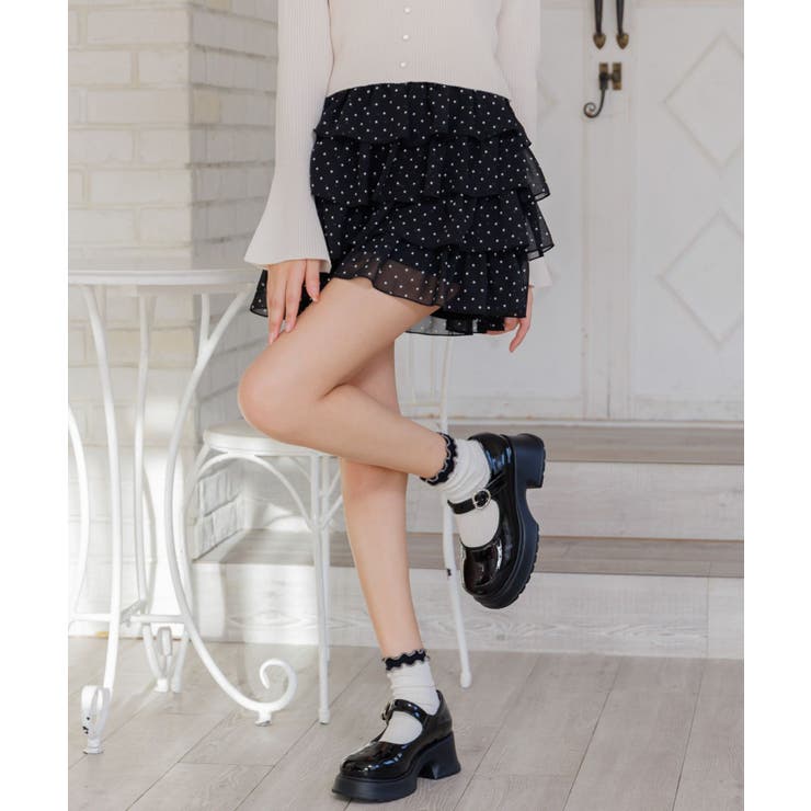 D/BLK | メニーフリルシフォンミニSK | RETRO GIRL