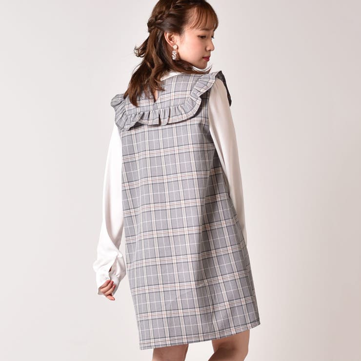 ◇Emsexcite◇ チェック柄胸フリルOP[品番：RTGW0001747]｜RETRO  GIRL（レトロガール）のレディースファッション通販｜SHOPLIST（ショップリスト）