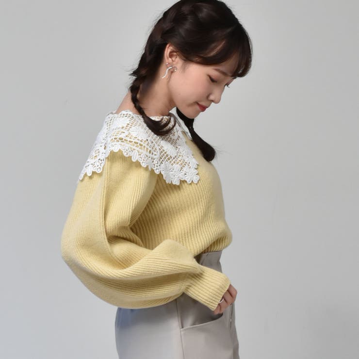 BEAUTY&YOUTH別注 NOUNLES ミニラガー ニットシャツ Buyer's Select/綿タッチWジャガード アブストラクト柄長袖