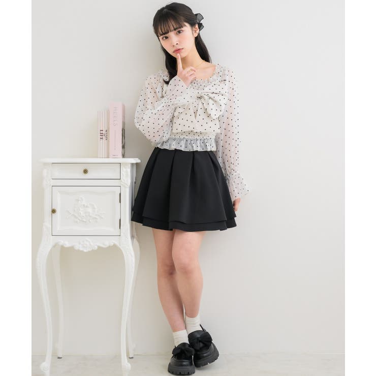 タグ付 GLOWNY ガールフレンドレースラッフルフリルミニスカート